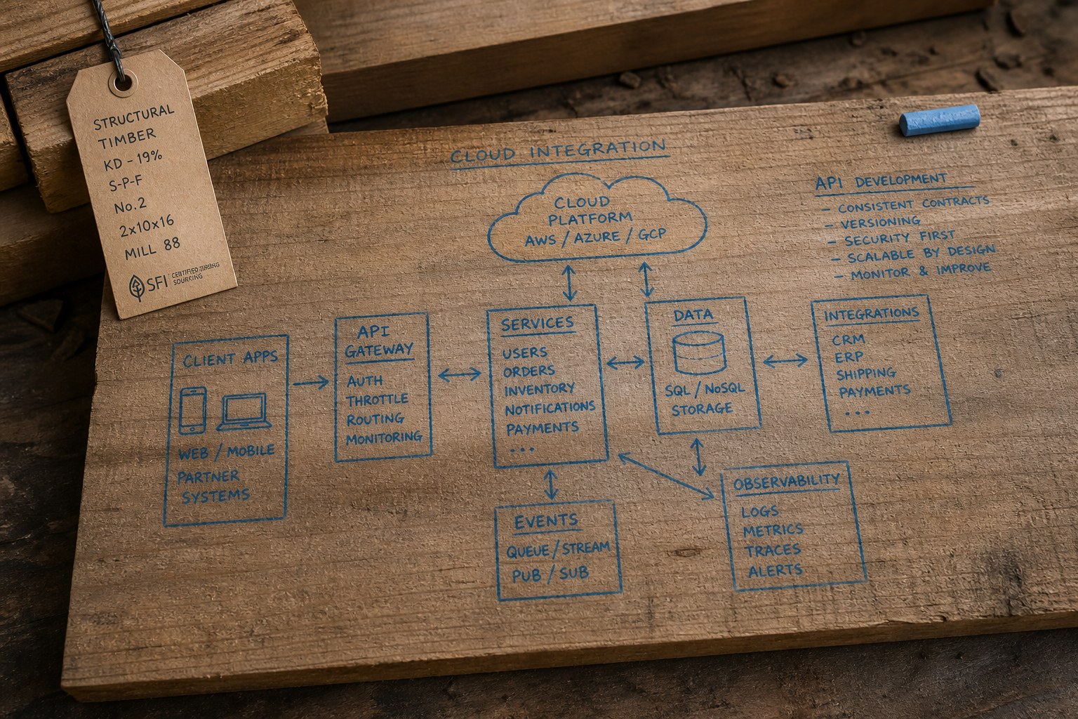 Cloud integration notes on lumber grade tags